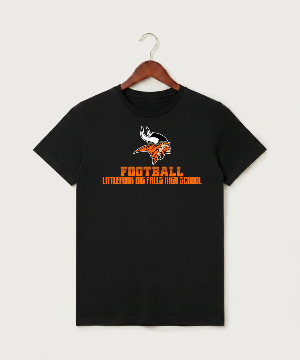 Littlefork Big Falls High School Football (Boys) - Black T-Shirt - Full Front