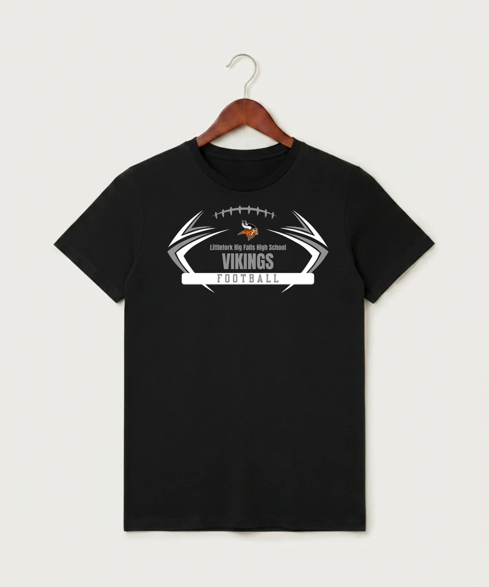 Littlefork Big Falls High School Football (Boys) - Black T-Shirt - Full Front