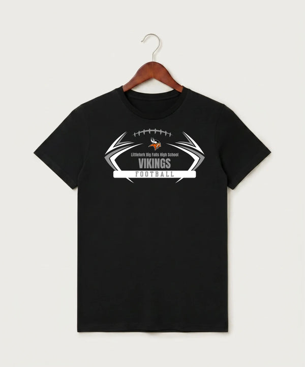 Littlefork Big Falls High School Football (Boys) - Black T-Shirt - Full Front