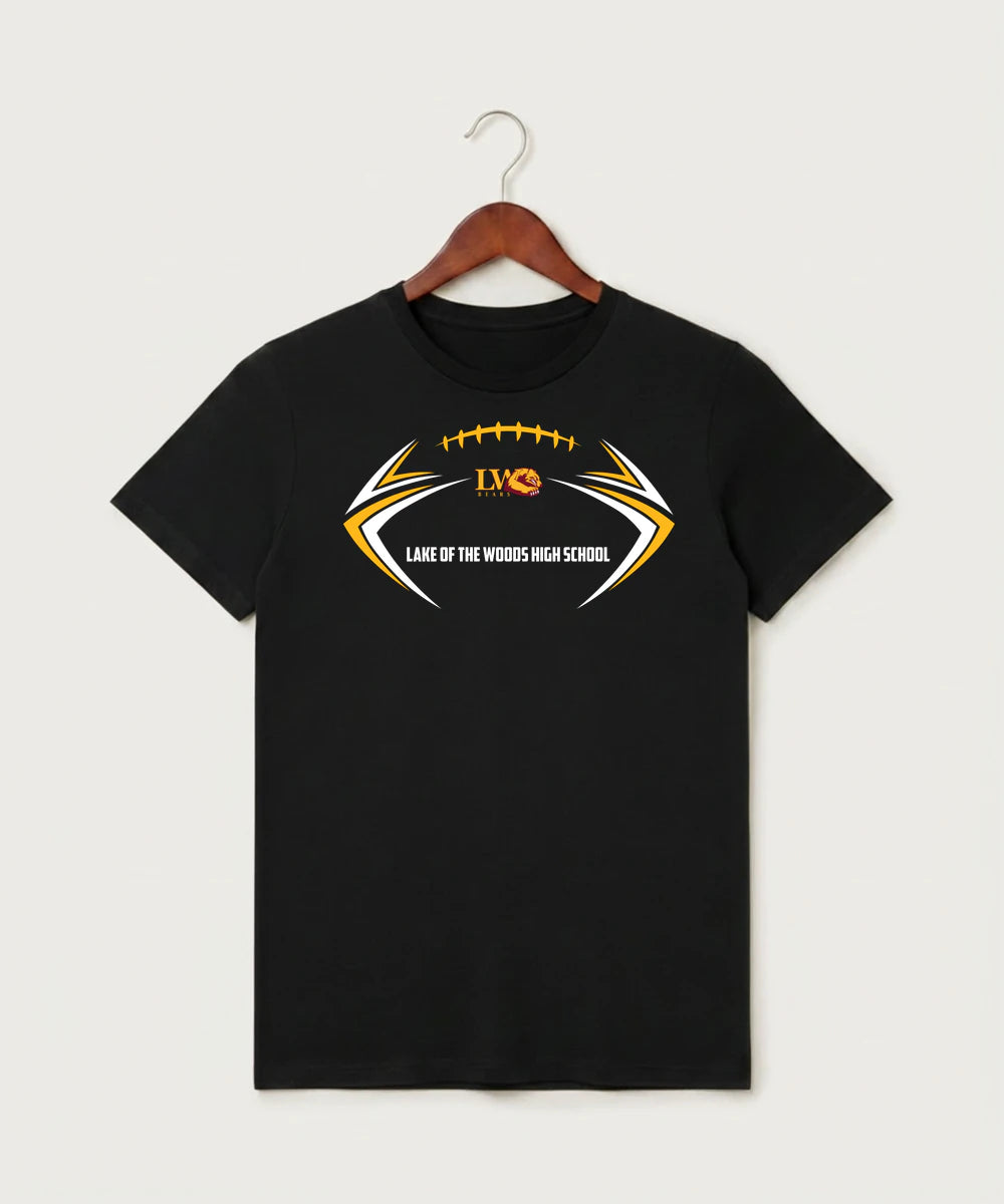 Lake of the Woods High School Football (Boys) - Black T-Shirt - Full Front