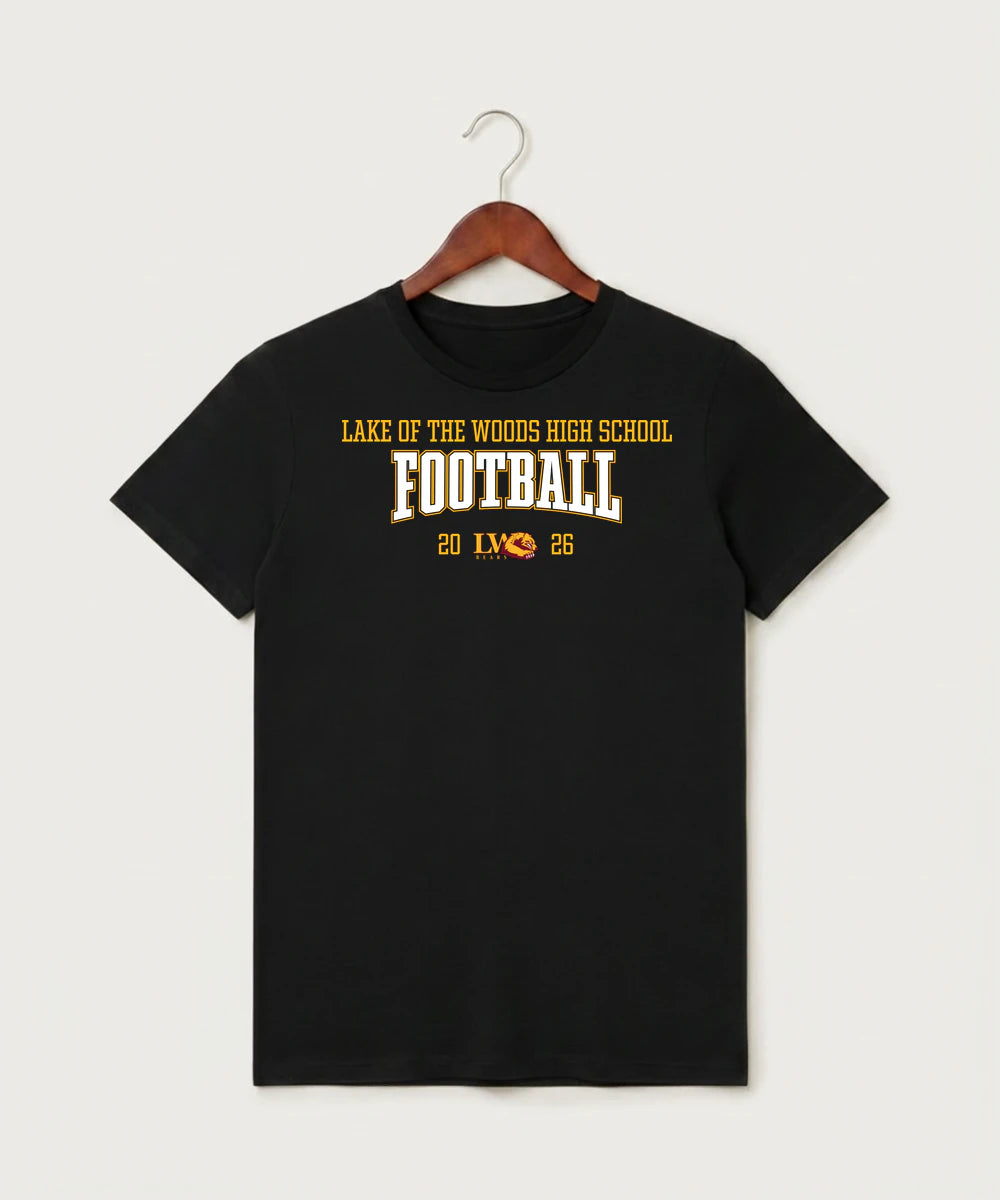 Lake of the Woods High School Football (Boys) - Black T-Shirt - Full Front