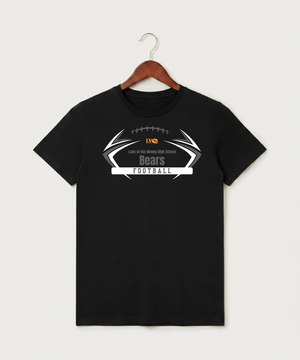 Lake of the Woods High School Football (Boys) - Black T-Shirt - Full Front