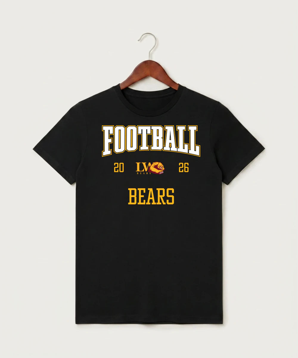 Lake of the Woods High School Football (Boys) - Black T-Shirt - Full Front