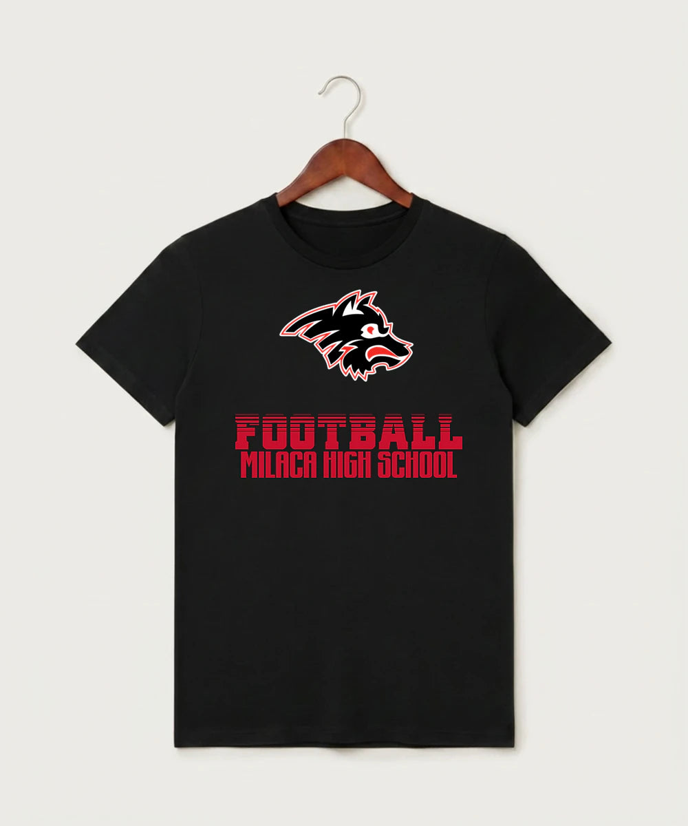 Milaca High School Football (Boys) - Black T-Shirt - Full Front