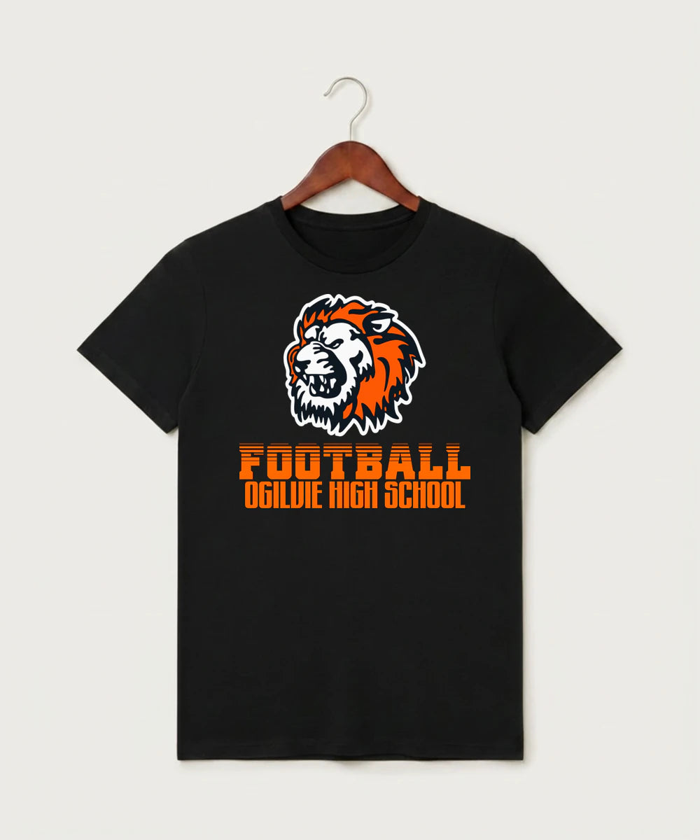 Ogilvie High School Football (Boys) - Black T-Shirt - Full Front