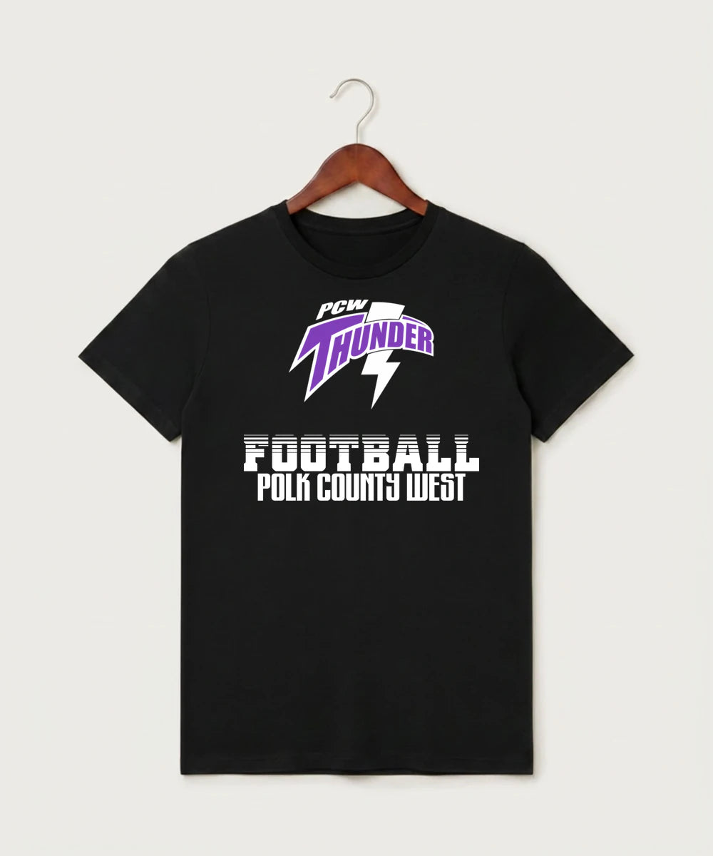 Polk County West Football (Boys) - Black T-Shirt - Full Front