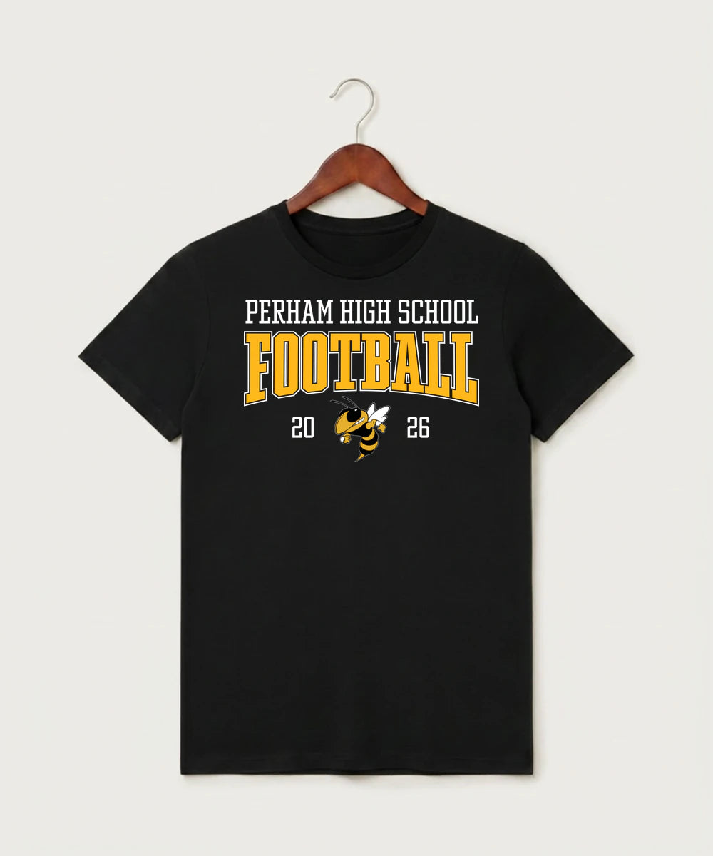 Perham High School Football (Boys) - Black T-Shirt - Full Front