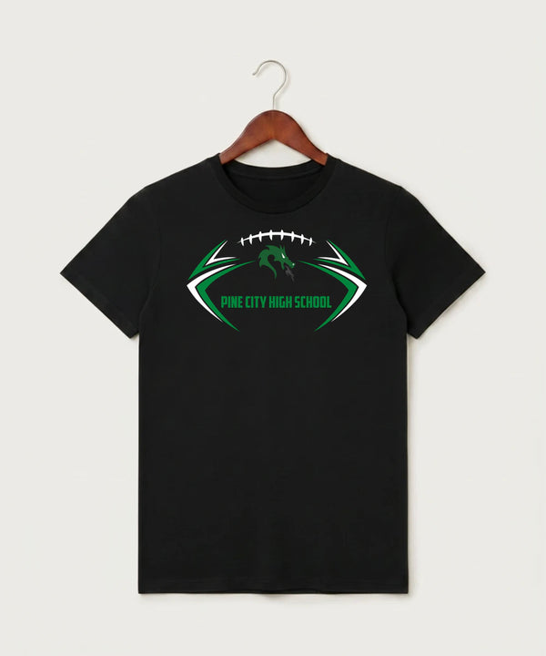 Pine City High School Football (Boys) - Black T-Shirt - Full Front