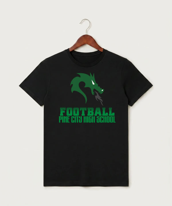 Pine City High School Football (Boys) - Black T-Shirt - Full Front