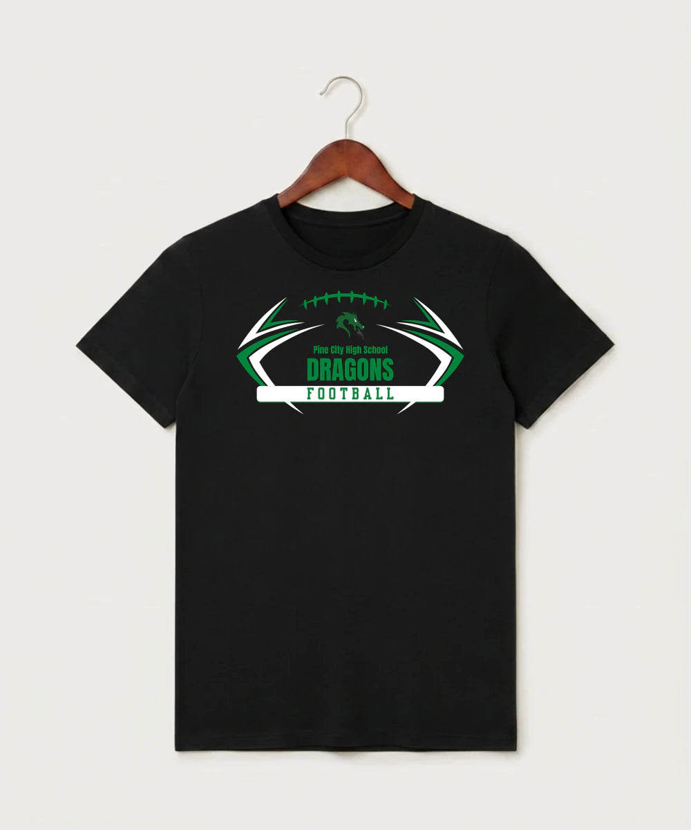 Pine City High School Football (Boys) - Black T-Shirt - Full Front