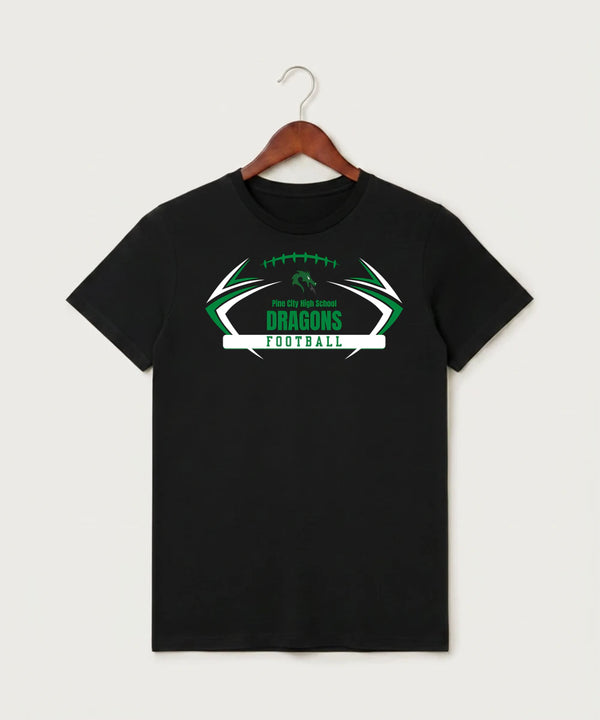 Pine City High School Football (Boys) - Black T-Shirt - Full Front