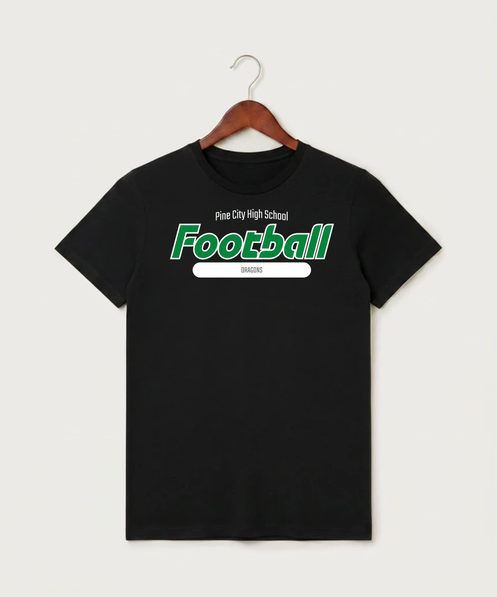 Pine City High School Football (Boys) - Black T-Shirt - Full Front