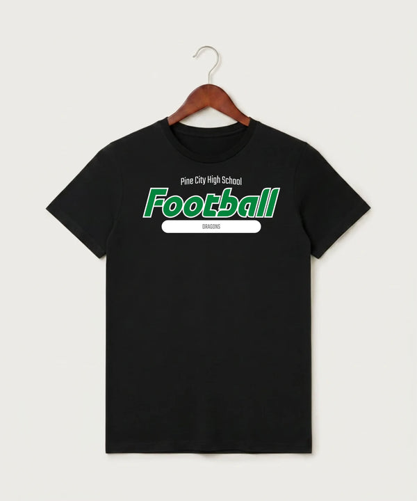 Pine City High School Football (Boys) - Black T-Shirt - Full Front