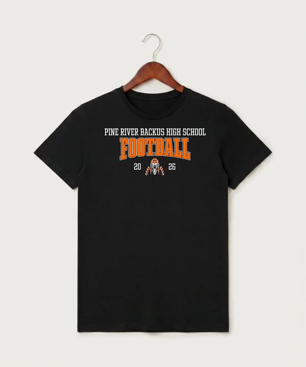 Pine River Backus High School Football (Boys) - Black T-Shirt - Full Front