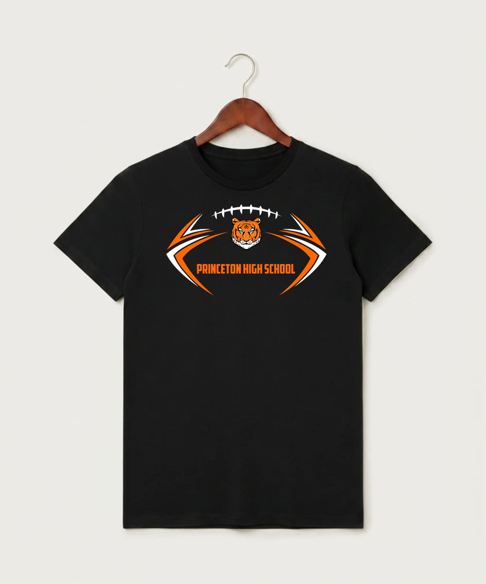 Princeton High School Football (Boys) - Black T-Shirt - Full Front