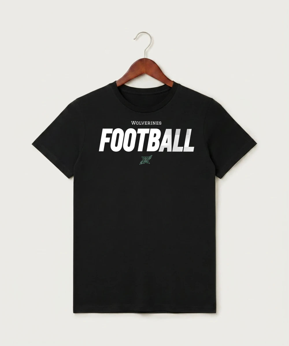 Rock Ridge High School Football (Boys) - Black T-Shirt - Full Front