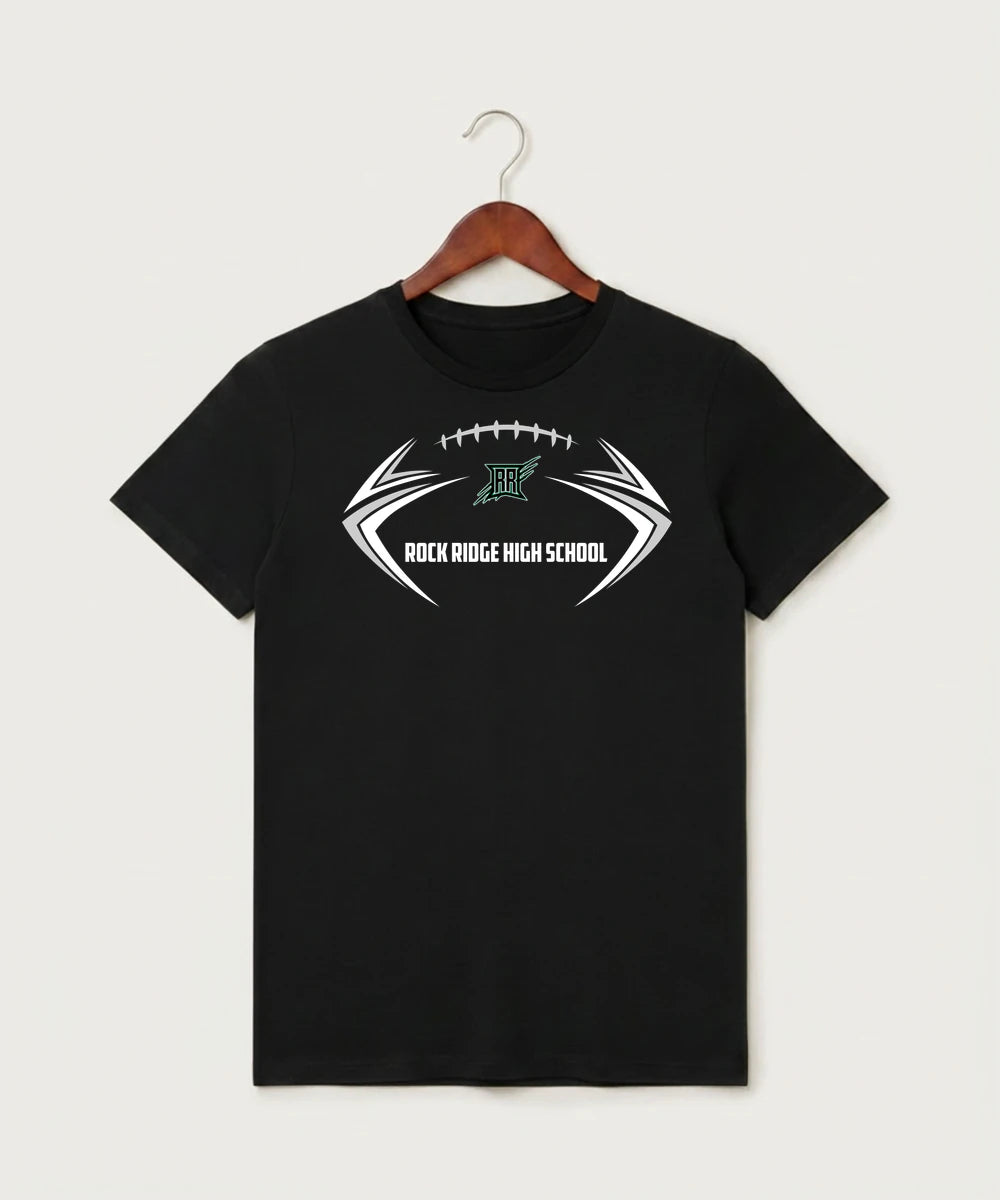 Rock Ridge High School Football (Boys) - Black T-Shirt - Full Front