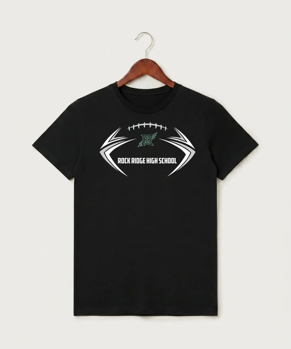 Rock Ridge High School Football (Boys) - Black T-Shirt - Full Front