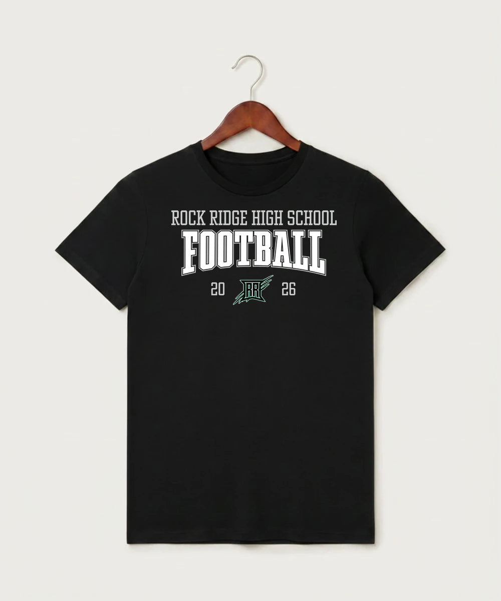 Rock Ridge High School Football (Boys) - Black T-Shirt - Full Front