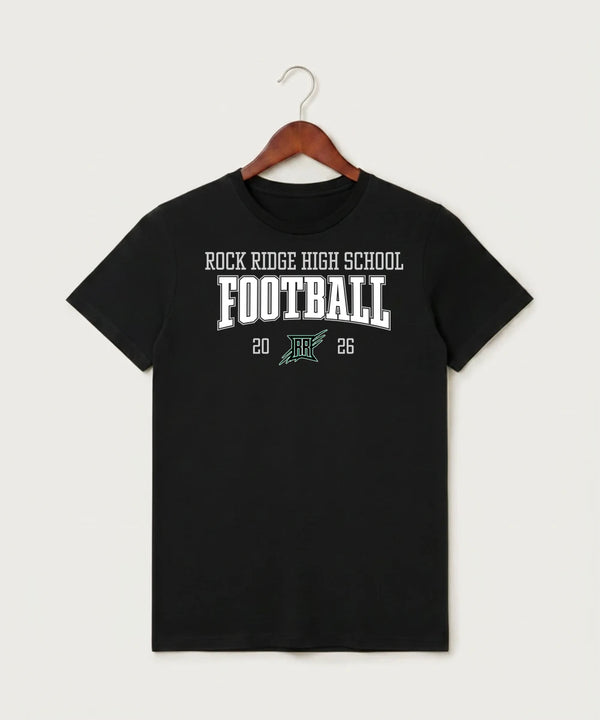 Rock Ridge High School Football (Boys) - Black T-Shirt - Full Front