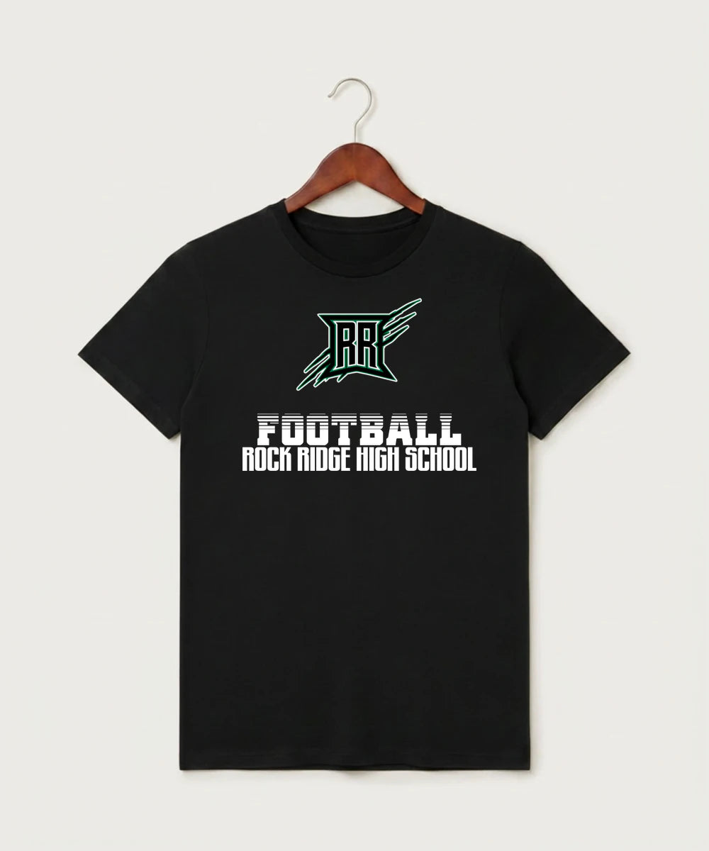 Rock Ridge High School Football (Boys) - Black T-Shirt - Full Front