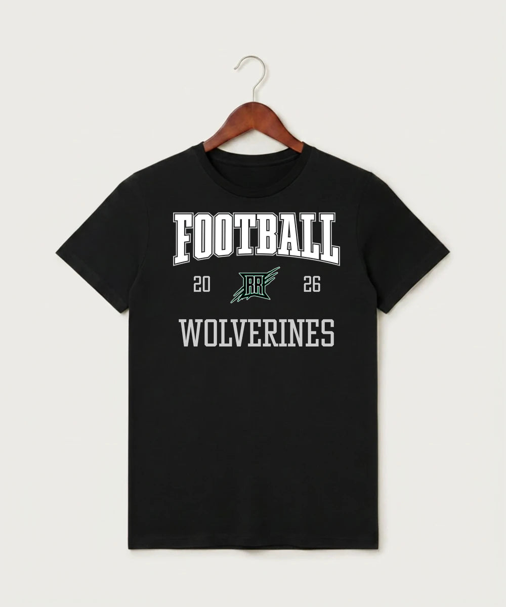 Rock Ridge High School Football (Boys) - Black T-Shirt - Full Front