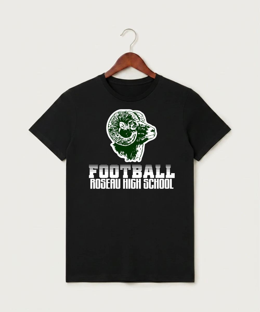Roseau High School Football (Boys) - Black T-Shirt - Full Front