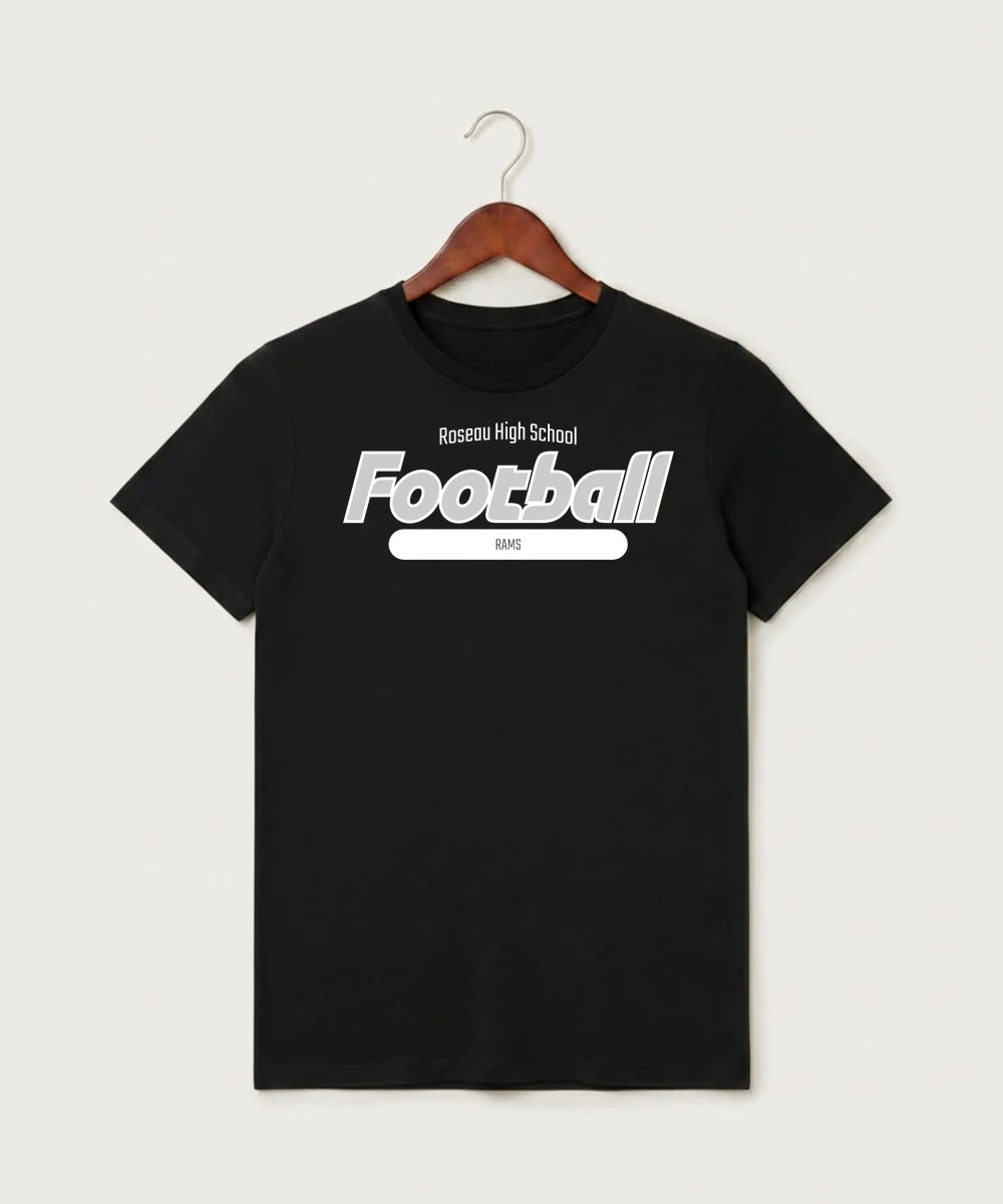 Roseau High School Football (Boys) - Black T-Shirt - Full Front