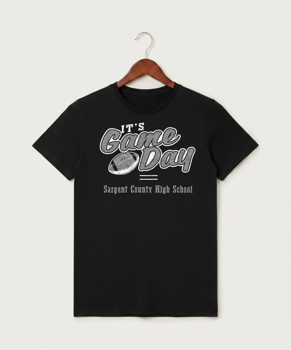 Sargent County High School Football (Boys) - Black T-Shirt - Full Front