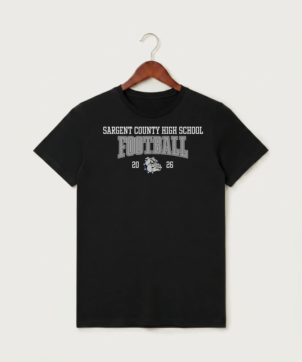 Sargent County High School Football (Boys) - Black T-Shirt - Full Front