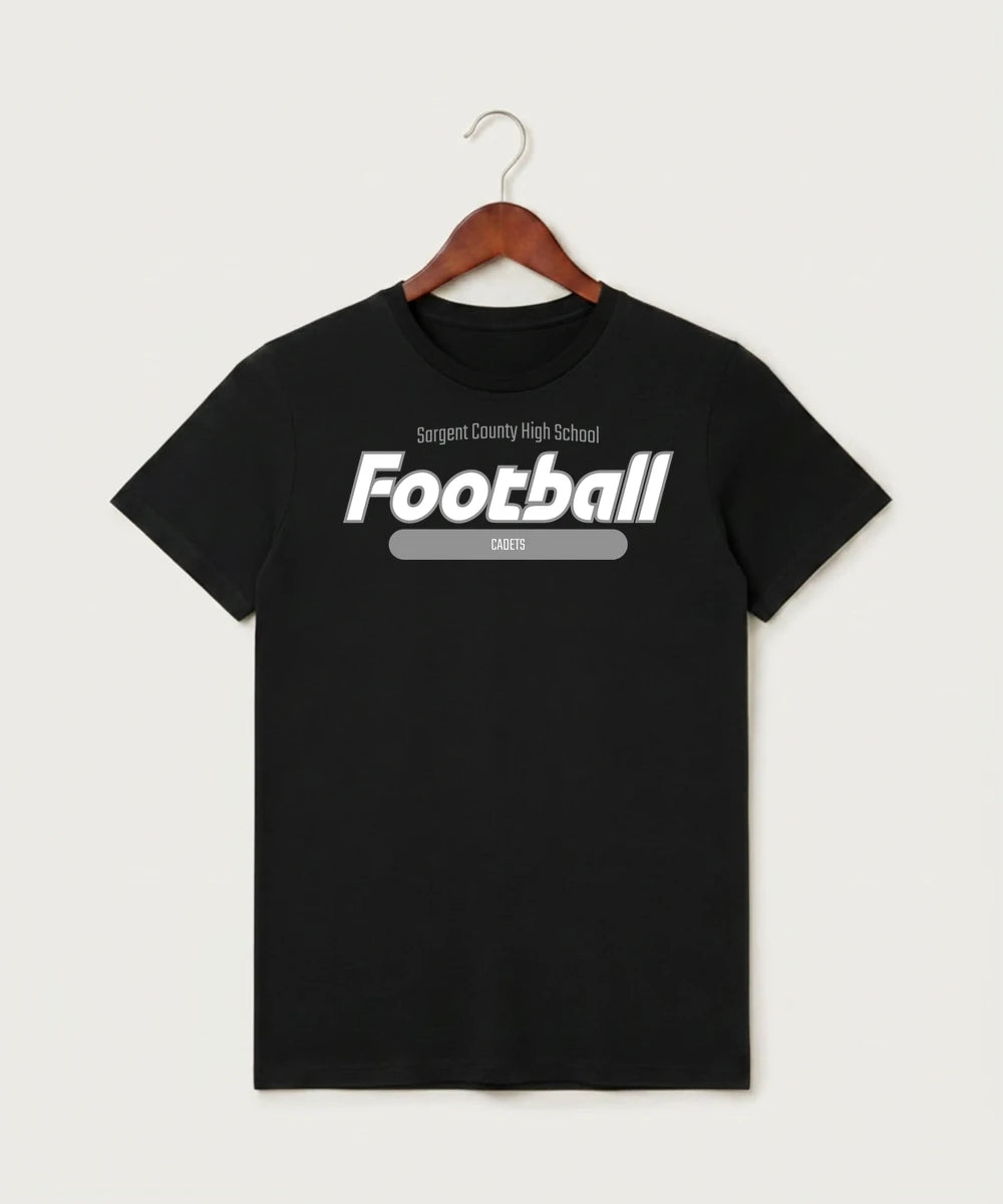Sargent County High School Football (Boys) - Black T-Shirt - Full Front