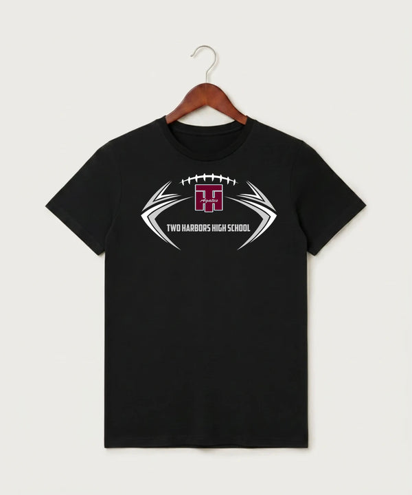 Two Harbors High School Football (Boys) - Black T-Shirt - Full Front
