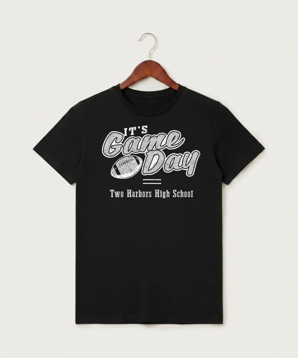 Two Harbors High School Football (Boys) - Black T-Shirt - Full Front