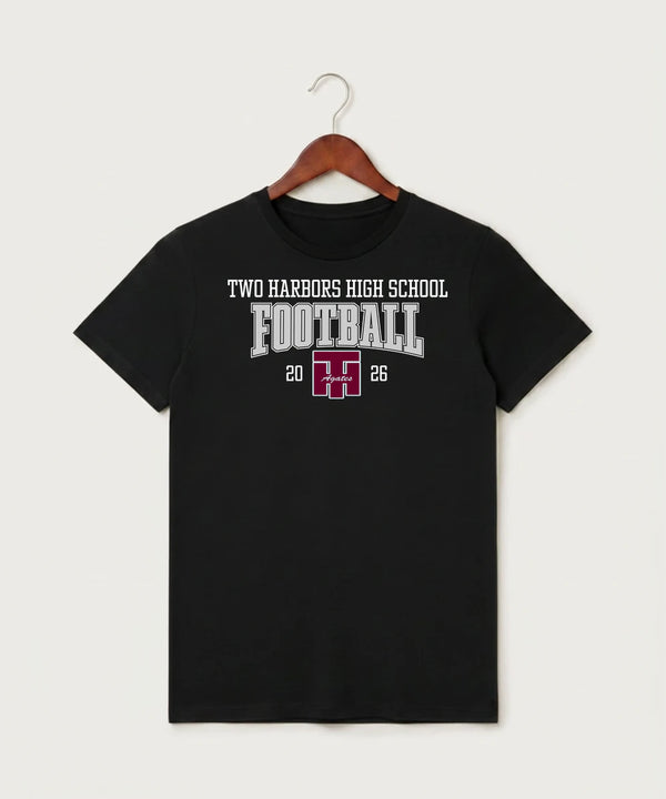 Two Harbors High School Football (Boys) - Black T-Shirt - Full Front
