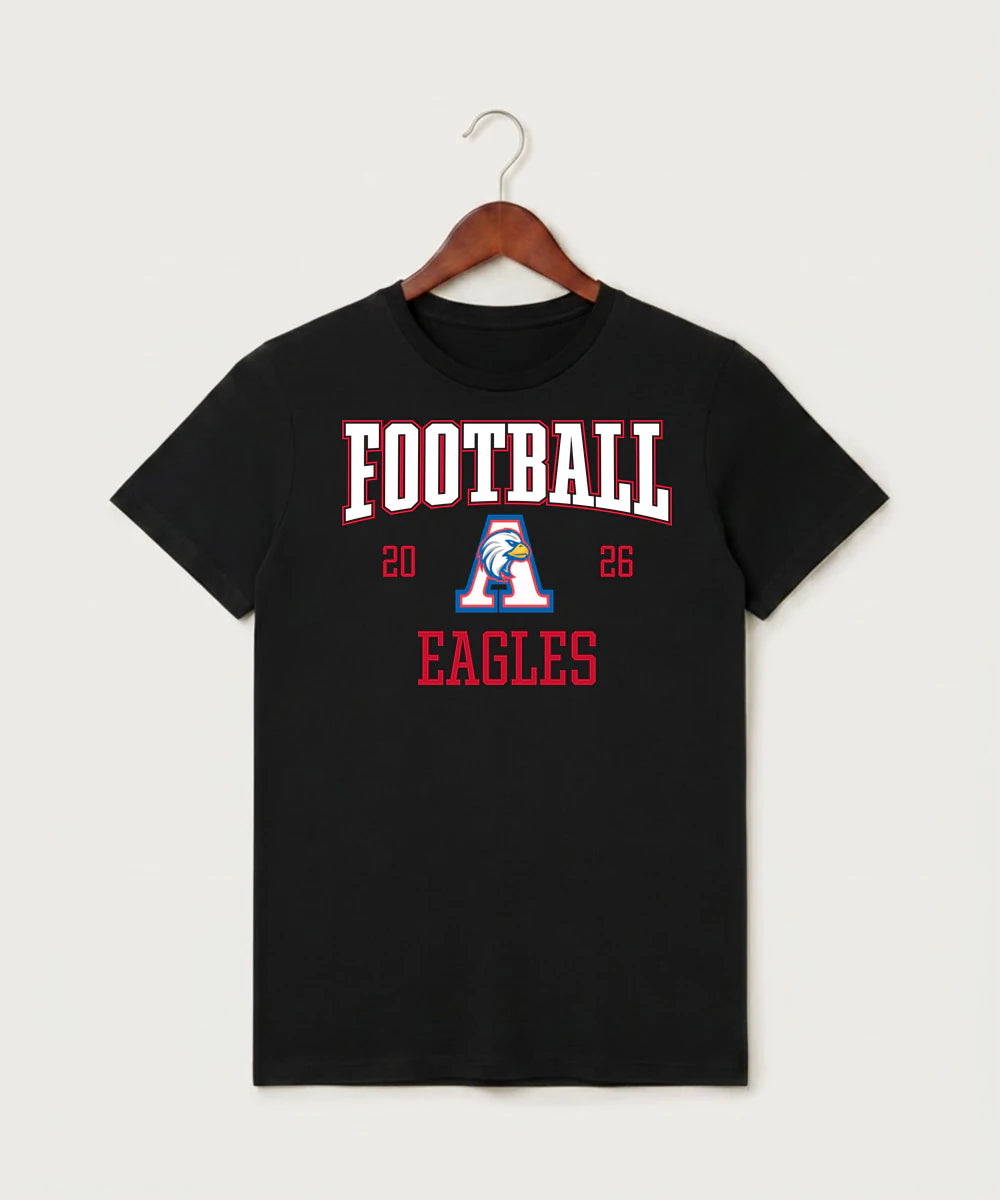 Apollo High School Football (Boys) - Black T-Shirt - Full Front