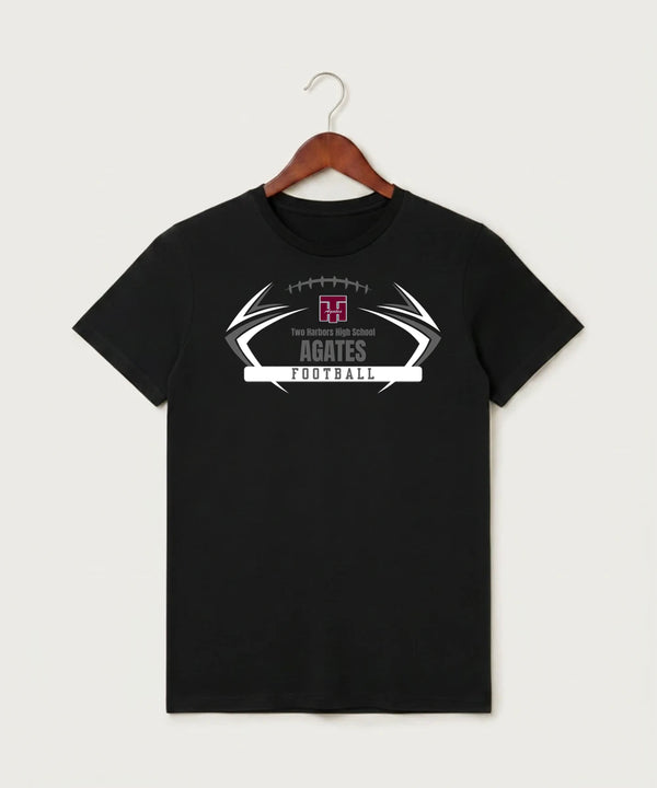 Two Harbors High School Football (Boys) - Black T-Shirt - Full Front