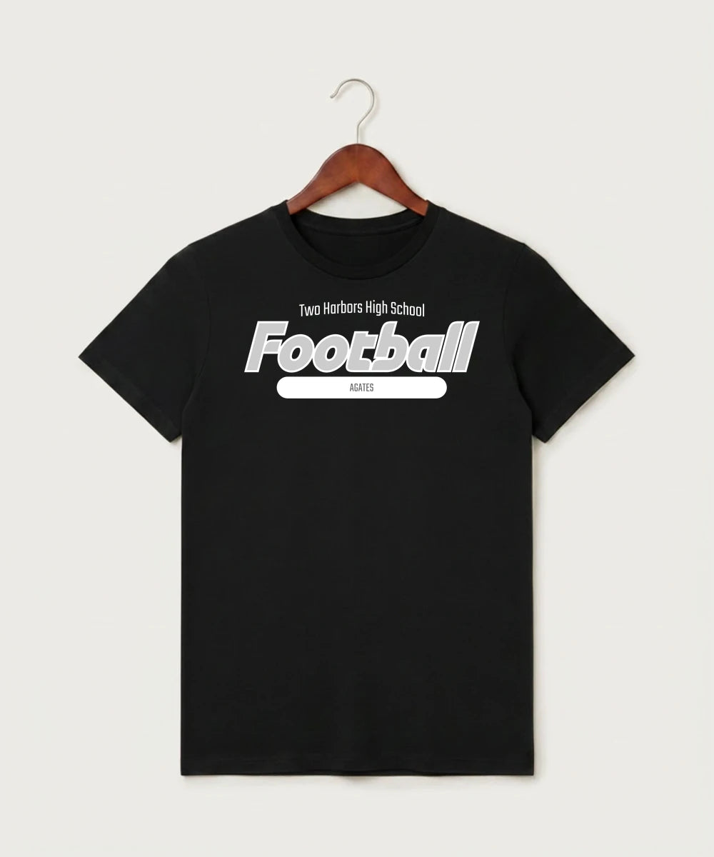 Two Harbors High School Football (Boys) - Black T-Shirt - Full Front