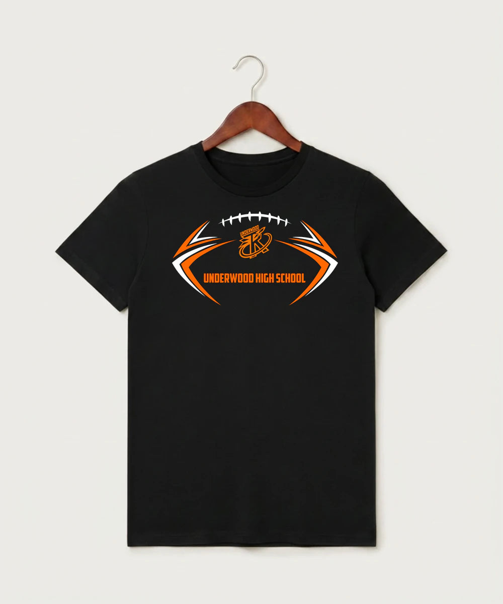 Underwood High School Football (Boys) - Black T-Shirt - Full Front
