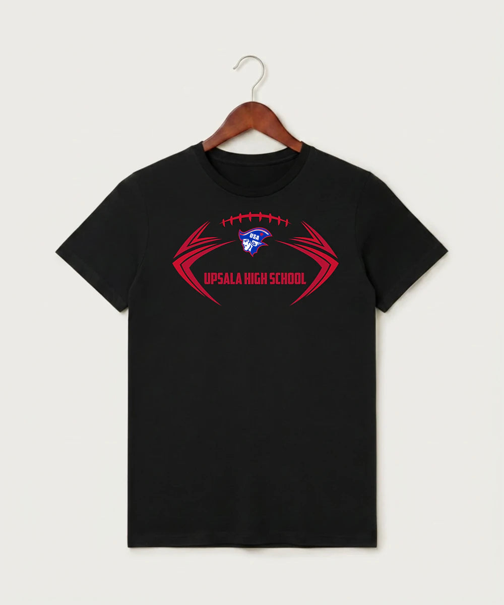 Upsala High School Football (Boys) - Black T-Shirt - Full Front