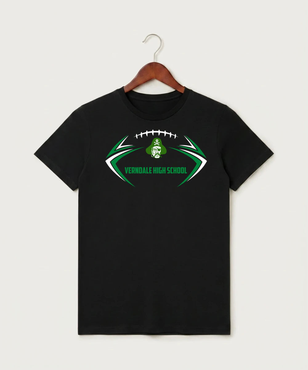 Verndale High School Football (Boys) - Black T-Shirt - Full Front