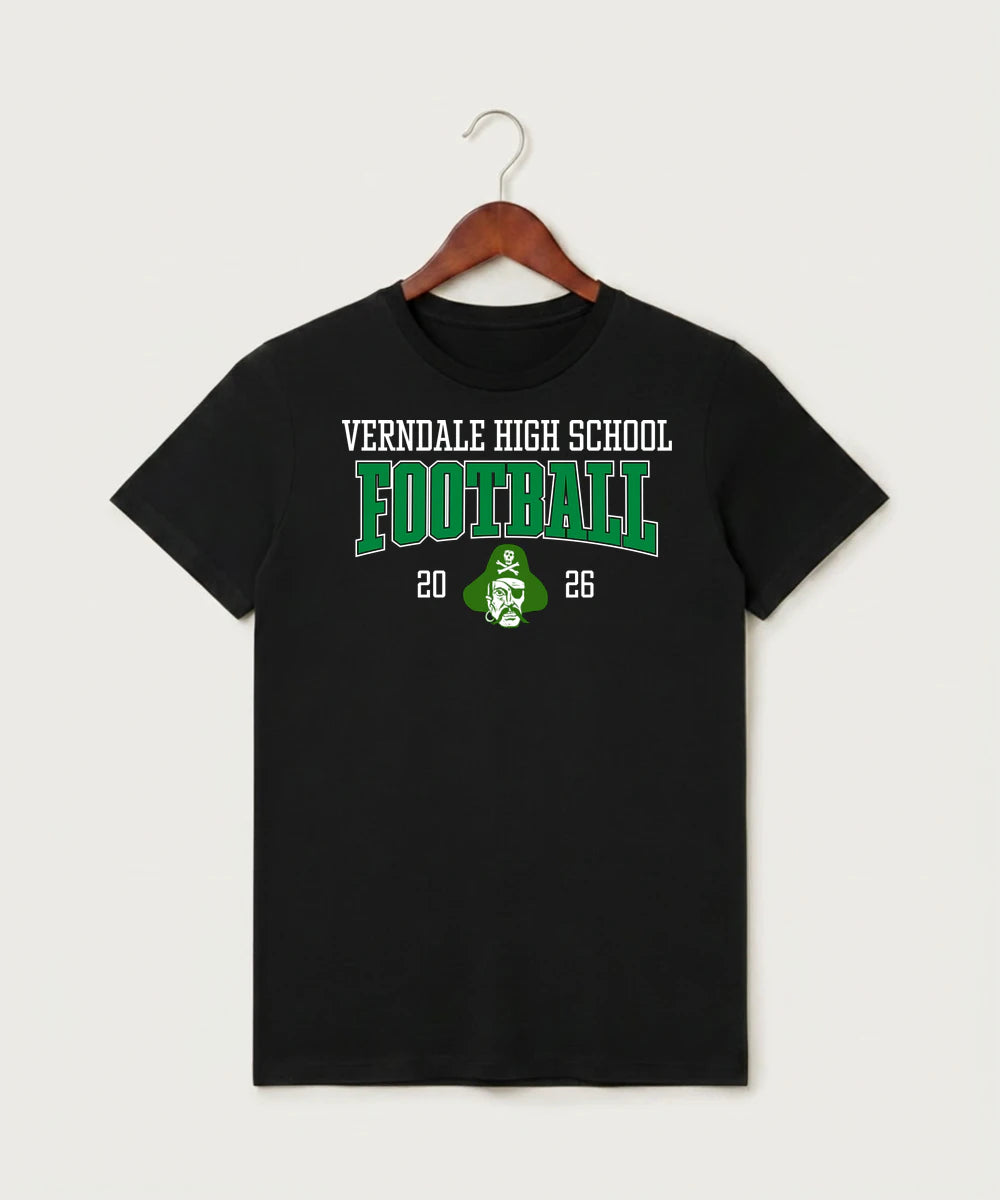 Verndale High School Football (Boys) - Black T-Shirt - Full Front