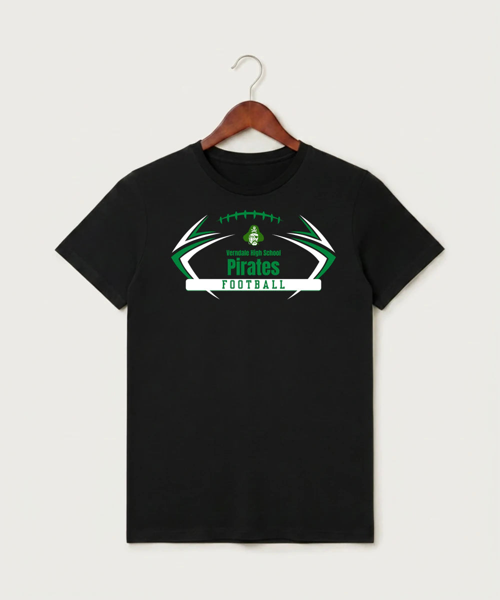 Verndale High School Football (Boys) - Black T-Shirt - Full Front