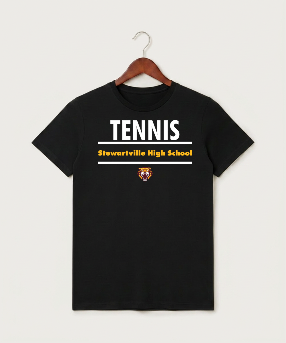 Stewartville High School Tennis (Coed) - Black T-Shirt - Full Front