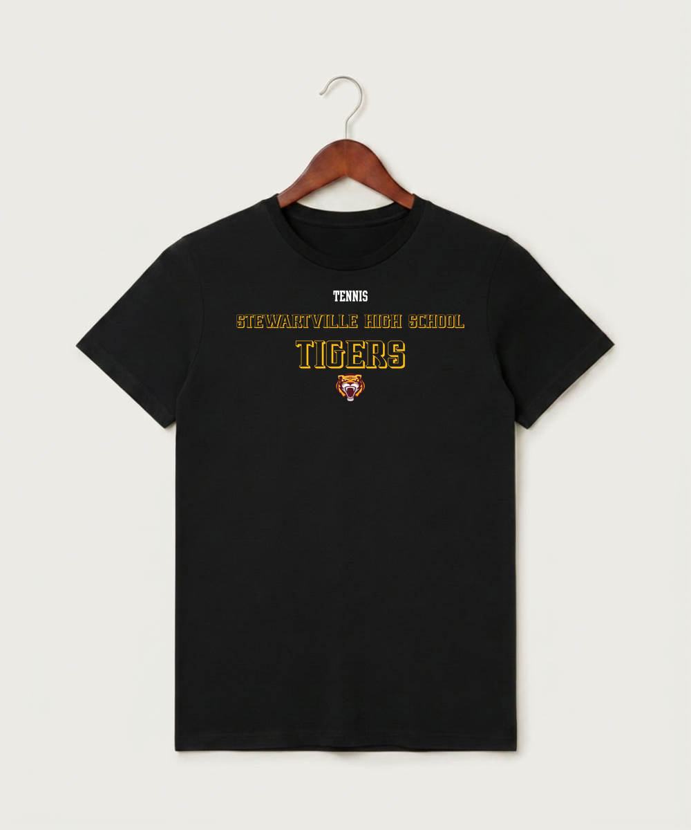 Stewartville High School Tennis (Coed) - Black T-Shirt - Full Front