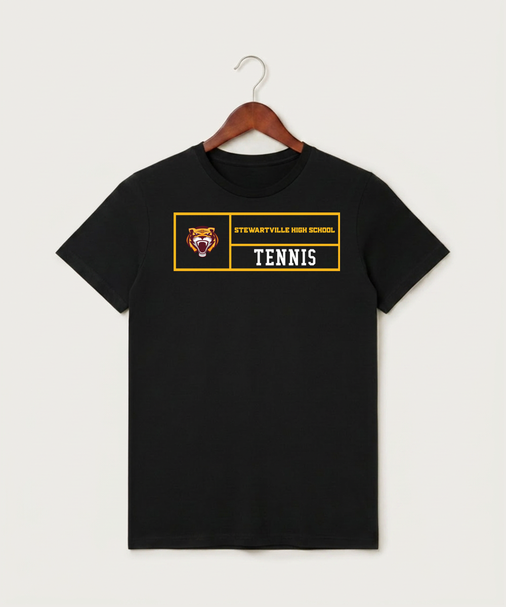 Stewartville High School Tennis (Coed) - Black T-Shirt - Full Front