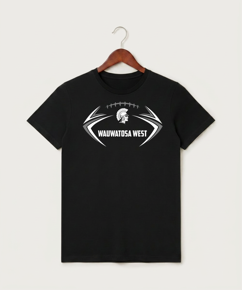 Wauwatosa West Football - Black T-Shirt - Full Front