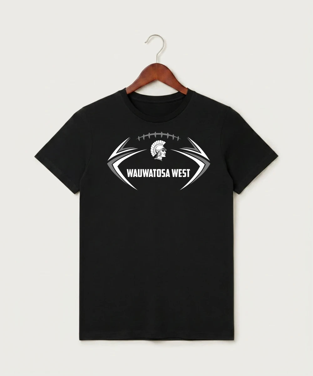 Wauwatosa West Football - Black T-Shirt - Full Front