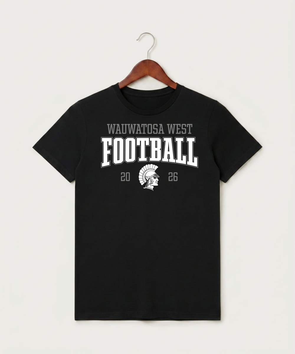 Wauwatosa West Football - Black T-Shirt - Full Front