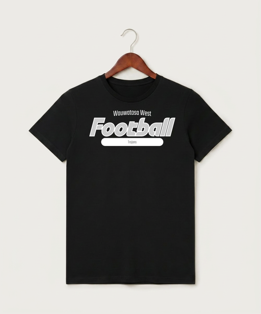 Wauwatosa West Football - Black T-Shirt - Full Front