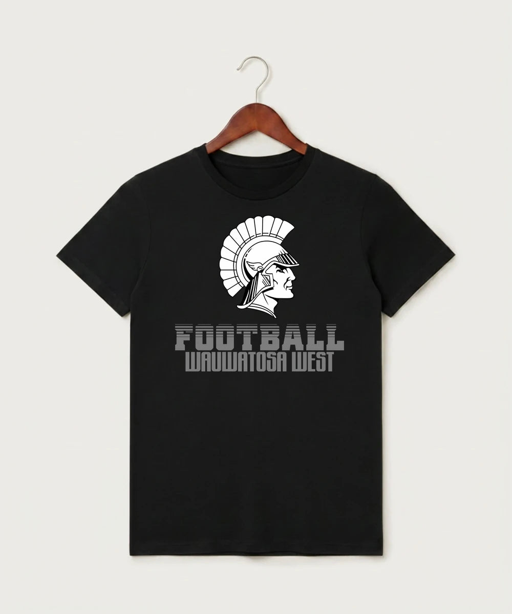 Wauwatosa West Football - Black T-Shirt - Full Front